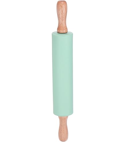 Uxcell Silicone Rolling Pin For Baking, 31cm, Wooden Handle, Non-Stick Rolling P