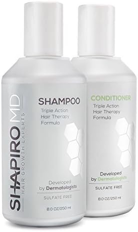 Shapiro MD Shampoo and Conditioner Containing the 3 Most Powerful, All-Natural DHT Blockers for Thicker, Fuller, and Healthier Hair (1 Month Supply)