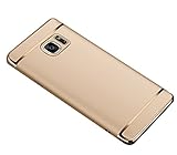 Galaxy Note 5 Case, Ranyi [3 in 1 Hybrid] [Anti-slip] [Metal Texture] Slim Fit Full Body Design Metal Painting Bumper + Matte Hard Back Cover Case for Samsung Galaxy Note 5 (gold)