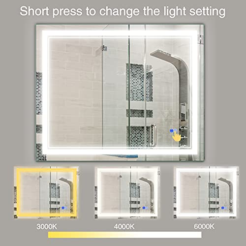 Woodsam 40x32 Inch Large Mirror WallMounted Mirrors with 3 Light