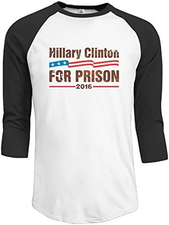 Mens Round Neck Hilary Clinton For Prison 2016 Best 3/4 Sleeve Raglan Tops Shirt