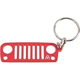 Alien Sunshade Jeep Wrangler JK JKU Grill Keychain, Made of Laser Cut Stainless Steel, Features Iconic D-Ring Connector (Firecracker Red)
