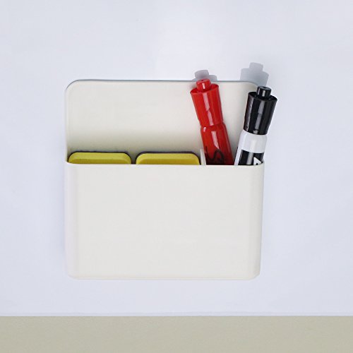White Magnetic Marker Holder for Glass Whiteboards,Magnetic Dry Eraser Organizer Mount Tray Rack,Powerful Neodymium Magnets,Fits 8 Dry-Erase Markers.Bonus 1 pcs Magnetic Whiteboard Eraser - Thumbnail 5