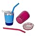 K KICHUZL Colorful Straw Cups with Lids, Pack of 2, Dual Colors Toddler Cup Set Stainless Steel Mugs with Lids and Straws (Rose/Blue)