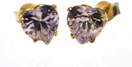 Arranview Jewellery Child's Heart CZ Stud Earring in Pink - 9ct Yellow Gold and Cubic Zirconia