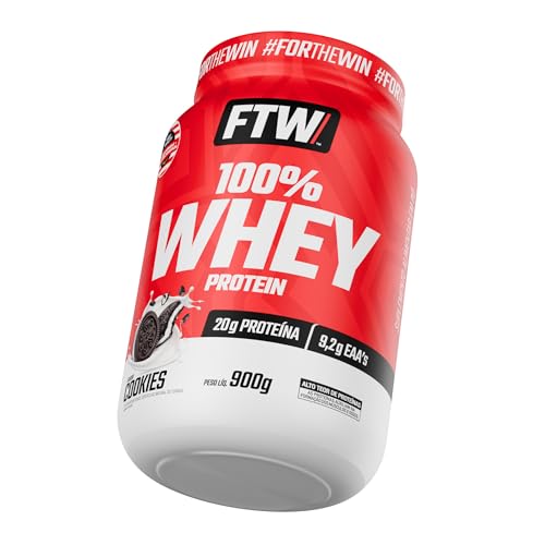 Whey Protein 100% Concentrado Pote 900g Sabor Cookies - Ftw Suplemento Alimentar, Proteína do Soro do Leite, Alto Valor Biológico