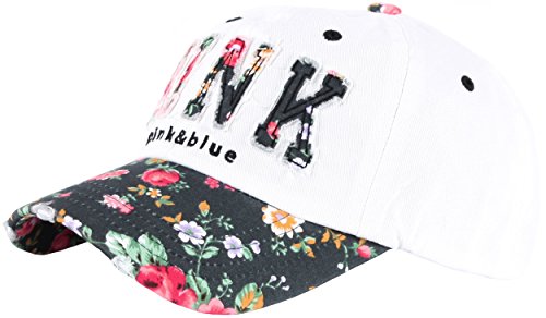 Raon B82 Sexy Women Girl Flower PINK Cute Lady Design Ball Cap Baseball Hat Truckers (White-Black)