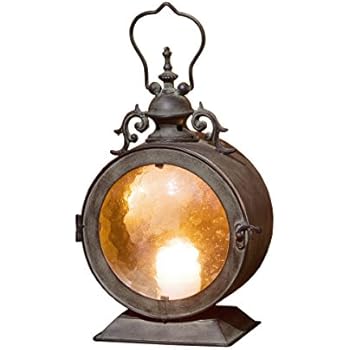 PierSurplus CL220987 Metal Round Hanging Candle Lantern with Curved Glass Insert