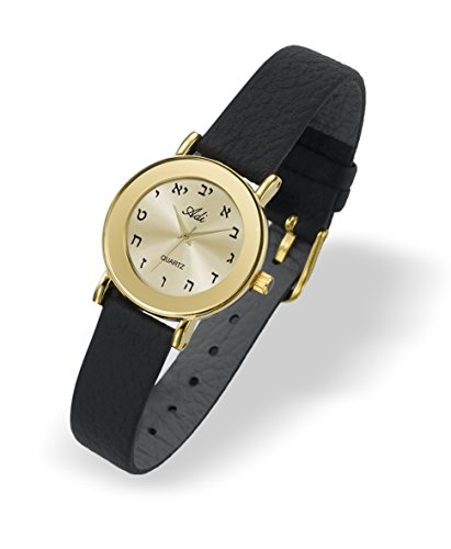 ADI By Israel Defense Store Judaica Hebrew Alphabet Women s Watch, Leather, Gold, Quartz