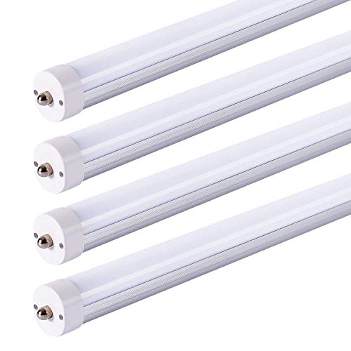 JESLED T8 T10 T12 8FT LED Tube Light Bulbs, 50W 6000LM, 5000K Daylight White, Single Pin Fa8 LED Replacement for Fluorescent Fixtures, Frosted, Ballast Bypass, Warehouse Workshop Garage Lights (4Pack)