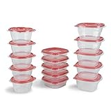 Plastic Reusable Clear Storage Food Containers with Leak Proof Lids - Set of 15 Pieces