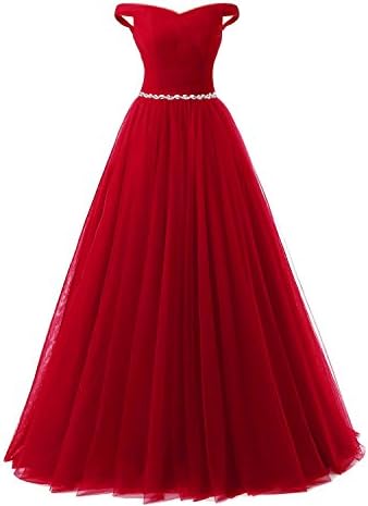 WenSai A-line Tulle Prom Formal Evening Quinceanera Dress Ball Gown Red 8
