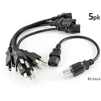 Amazon Com Cablesonline Short 3 Conductor Pc Power Cord 1feet