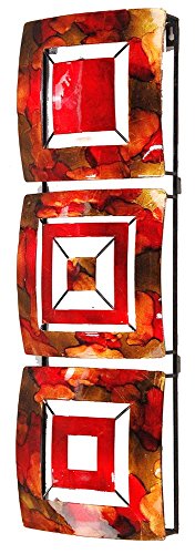 Geometric square Panels Red Metal Wall Art