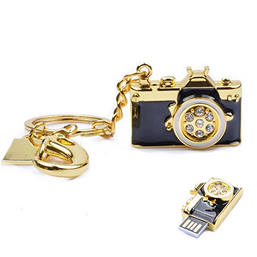 4GB Camera Shaped USB Flash Drive with Jewelry Surface (Black)