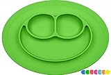 Silicone Kids Placemat, Strong Table Suction, Fits Most Highchair Trays, Dishwasher, Microwave Safe, FDA Approved BPA Free (Green)