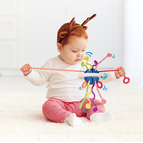 Vicloon Silicone Pull Activity Toy, Baby Montessori Toys with Sliding