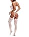 Vextronic Women One Piece Sexy Lingerie Crotchless Body Stocking Fishnet Bodysuit White