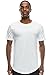 JC DISTRO Mens Hipster Hip Hop Cotton eLong Round Scallop Hemline Tshirt White Large