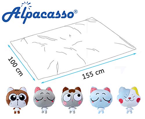 Alpacasso 4 in 1 Cute Cartoon Plush Stuffed Animal Toys Throw Pillow Blanket Set with Hand Warmer Design. (C)