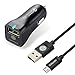 Quick Charge 2.0 USB Car Charger + 3ft Micro USB Cable, WINTEKD Ultra Fast Quick Charge 2.0 USB Car Charger for Samsung Galaxy S7/S6/S4/S3, Galaxy Tab, Note 4/3/2, Google Nexus 6 - (Black)