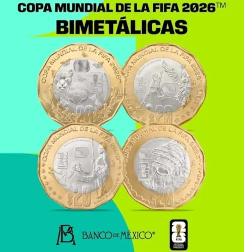 Genérico Set de 4 Distintas Medallas Conmemorativas Mexico 20 Pesos De La Copa Mundial 2026