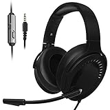 JINDUN PC Gaming Headset - 3.5mm Console Gaming Headset for PS4, and PC - Noise Cancelling Over The Ear Headphones - 7.1 Surround Sound Gaming Headphones with Mic Volume Control (Black)