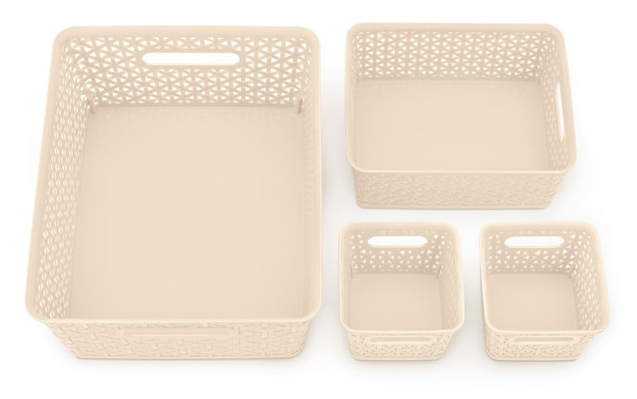 Whitmor Resin Rectangular Tote Bag, with Link Stitch Design, Beige Stylish & Durable for Daily Use, Shopping & Organization, 4 Pcs/Set, Total 6 Sets, 24 Pcs Image Whitmor Resin Rectangular Tote Bag, with Link Stitch Design, Beige Stylish & Durable for Daily Use, Shopping & Organization, 4 Pcs/Set, Total 6 Sets, 24 Pcs Image