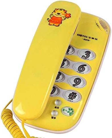 Ousai Fashion Creativity Fixed Telephone Wall-mounted Household Mini Cartoon Landline Super Bright Night Light (Color : Yellow)