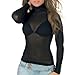 Lupo Women's Second Skin Long Sleeve Turtle Neck Sheer Top