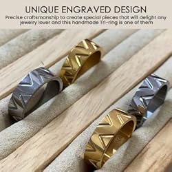 MAN-IQUE AUTHENTIC Handmade Plated Tri-Ring