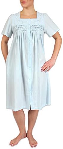 Heavenly Bodies Seersucker Robe, Short Coverup With Soft Lightweight Fabric For Summer and Easy On and Off Snap Front