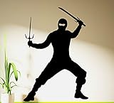 Ninja Fighter with Swords Wall Stickers Living Room Decorative Art Decal Vinyl 83cm High, 57cm Wide