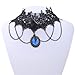 Yazilind Pendant Chain Flower Rose Lace Choker Handmade Necklace 14in
