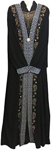 Sheng Xi Women's Islamic Plus Size Kaftans jalabiyas Sequin Floral Party Long Dress 2 L