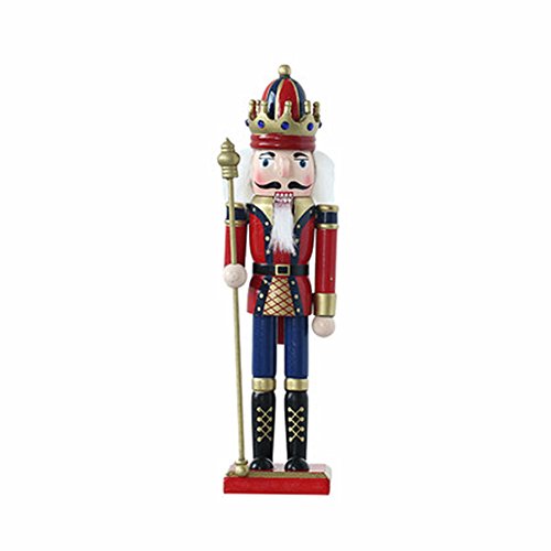 O-Toys Wooden Nutcracker Ornaments Christmas Decoration Figures Puppet Home Decor (12 Inch, Scepter)