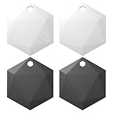 XY3.1 Item Finder by XY Findables | Bluetooth Item Locator | Find Your Lost Keys, Wallet, Phone, Etc | Bluetooth Low Energy 4.0 Tracker | Sleek Hex Design | QTY 4 (Onyx (2), Snow (2))