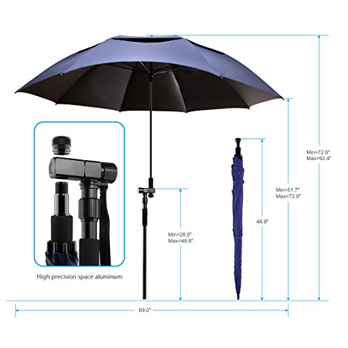 BESROY Portable Sun Beach Umbrella,Carbon Fiber Umbrella Rod,New Black