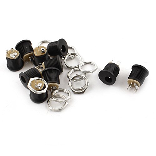 uxcell 10pcs 3Terminals 2.1mmx5.5mm DC Power Jack Socket Solder Connector 12mm Male Thread
