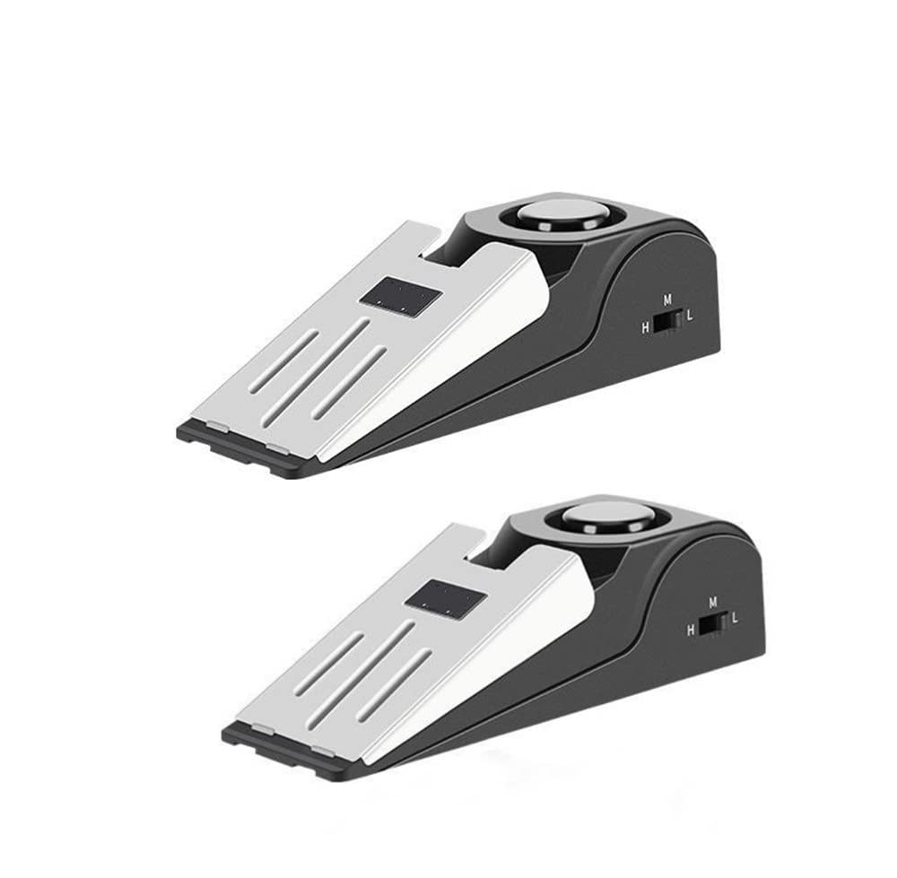 Voarge 2 Pack Door Stop Alarm, 120dB Door Stop Alarm Wedge Shaped Door Stopper Wireless Alert Home Security System, Adjustable Sensitivity Lightweight Door Stop Alarm for Home Hotel Travel
