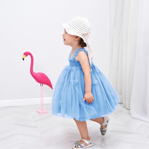 Miipat Dresses for Babies Girls Butterfly Tulle Sleeveless Little Girl Princess Dress Birthday Party Wedding Flowers Girl Dress