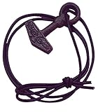 SIXTH SENSE Big Solid Antique Brass Pendant Hammer of Thor Necklace with Genuine Leather Cord and Copper 55x35x6 mm