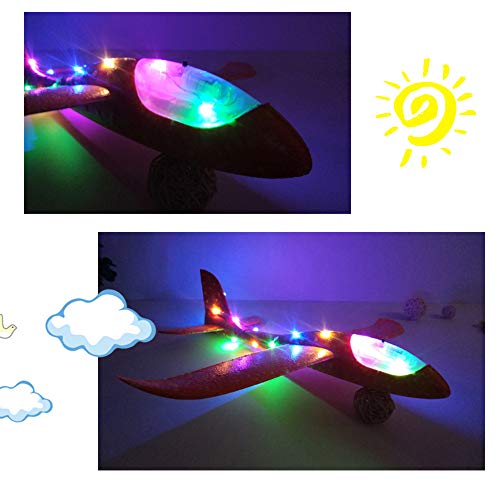 image for Kasien Toy Kasien Throwing Foam Airplane Toys, LED Flying Glider Aircr