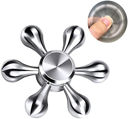 Hand Spinner High Speed 2-4 Mins Noiseless Spinning, Fashion Design Finger Playing or Table Top Spinning, Fidget Toys for Adults and Kids by ChiCheng (sliver metal 6)