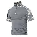 MAGCOMSEN Men’s Tactical Military Shirts 1/4 Zip Short Sleeve Slim Fit Camo Shirt
