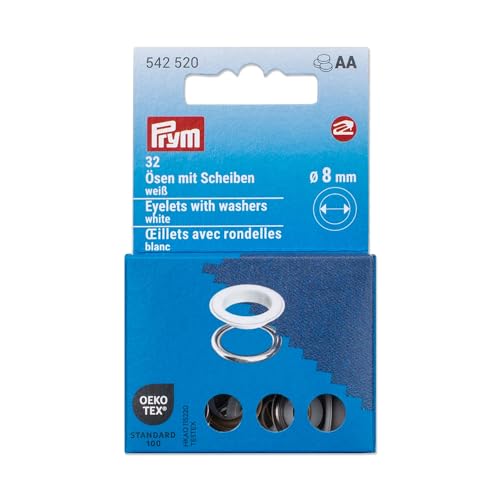 Prym Coloured Eyelets 8mm White - 5x32pcs
