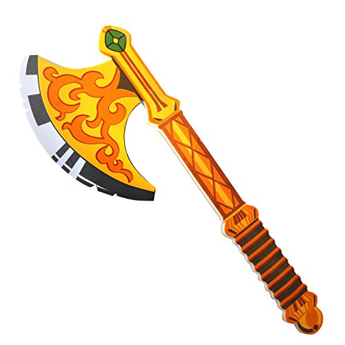rainbow yuango Pack of 5 26" Assorted EVA Foam Swords Set Warrior Weapons Toy Pretend Playset for Kids Different Designs Including Golden Axe, Hammer, Samurai Swords - Thumbnail 2