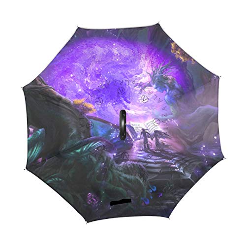 Reverse Umbrella Magical Wallpapers for Desktop Inverted Umbrella Reversible for Golf Car Travel Rain Outdoor Black
