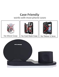 ELE-Jiaruila - Cargador inalámbrico 3 en 1 para Apple Watch, estación de carga para AirPods, base de carga inalámbrica rápida para iPhone, todos los teléfonos Qi