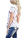 Women Short Sleeve Round Neck Floral Printed Flower Blouse Casual Loose Tops T Shirt Large Size White
